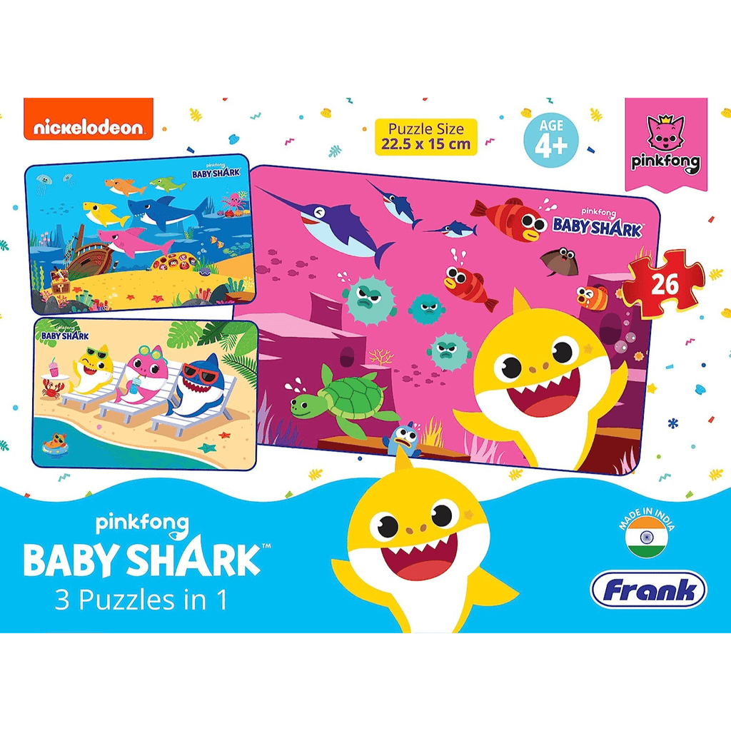 Frank Baby Shark 3 in 1 Puzzle 26 Pcs - Naivri
