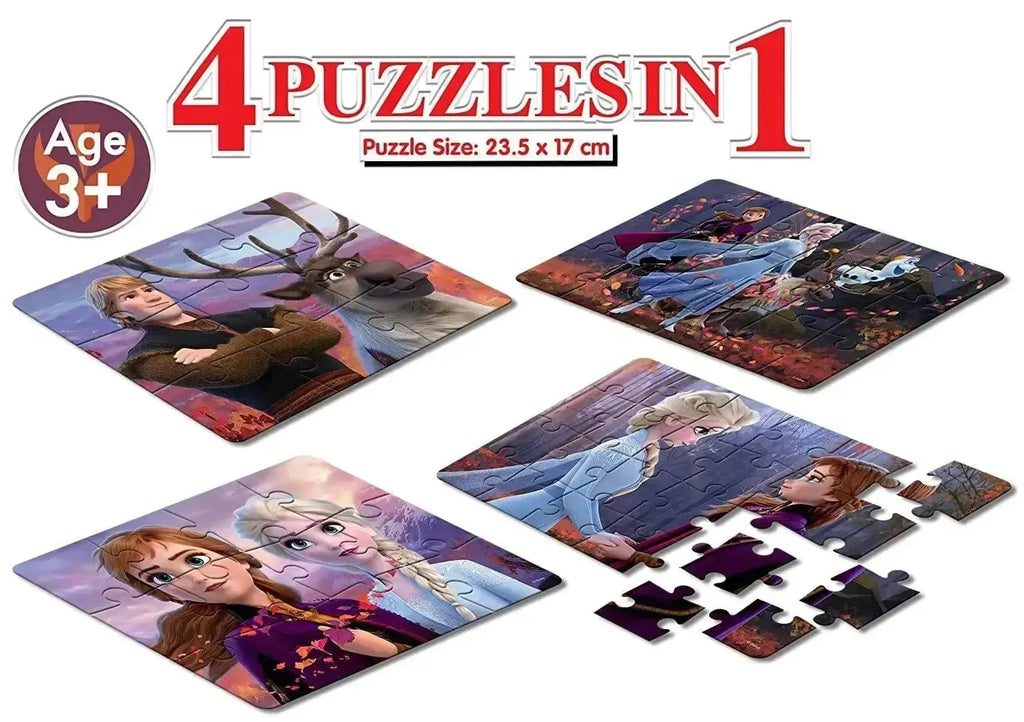 Frank Disney Frozen II Set of 4 Jigsaw Puzzles for Kids 3+ | Educational Brain Booster Puzzles for Focus & Memory - Naivri