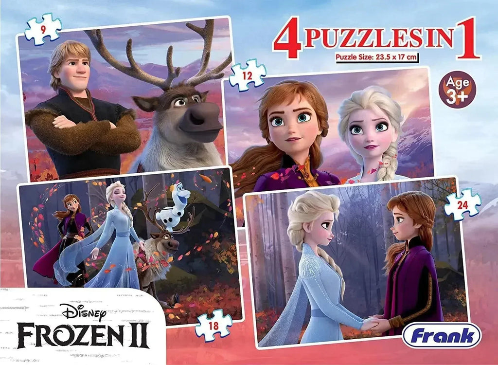 Frank Disney Frozen II Set of 4 Jigsaw Puzzles for Kids 3+ | Educational Brain Booster Puzzles for Focus & Memory - Naivri