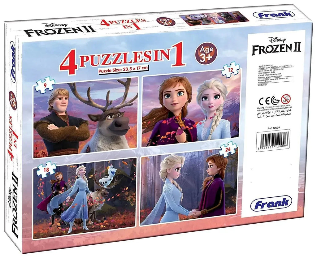 Frank Disney Frozen II Set of 4 Jigsaw Puzzles for Kids 3+ | Educational Brain Booster Puzzles for Focus & Memory - Naivri