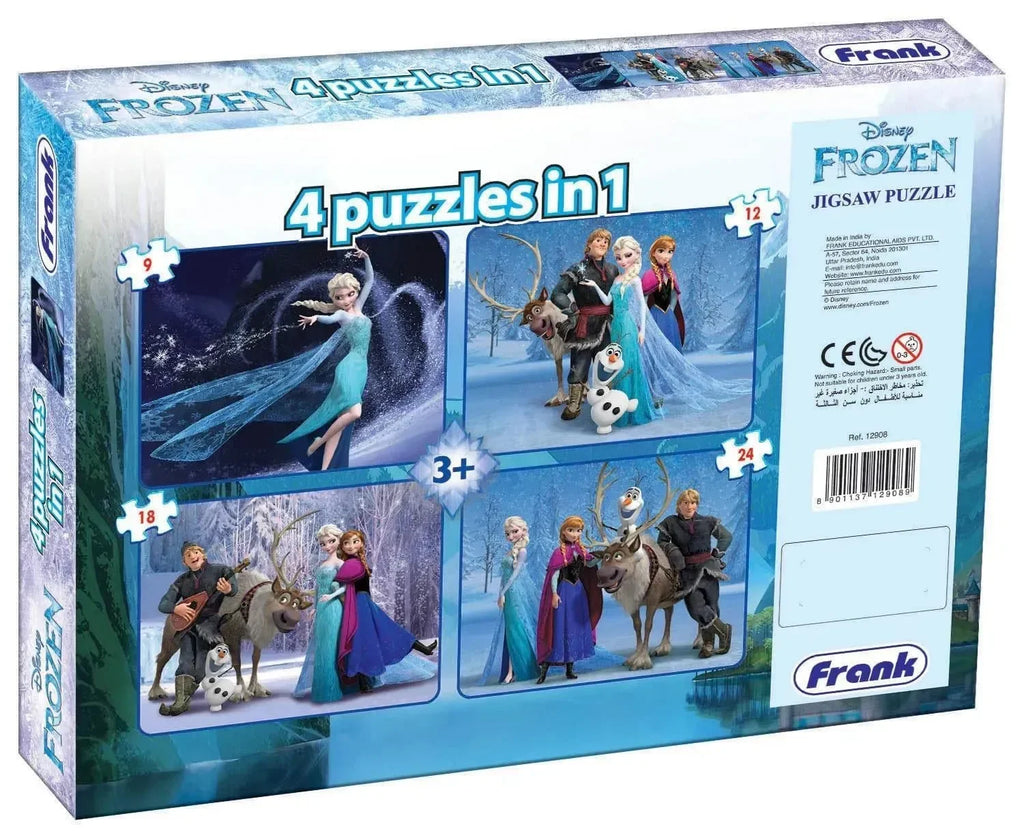 Frank Disney Frozen Jigsaw Puzzle Set of 4 – Educational & Fun Brain Booster Game for Kids 3+ Years | Focus, Memory & Cognitive Skill Enhancer - Naivri