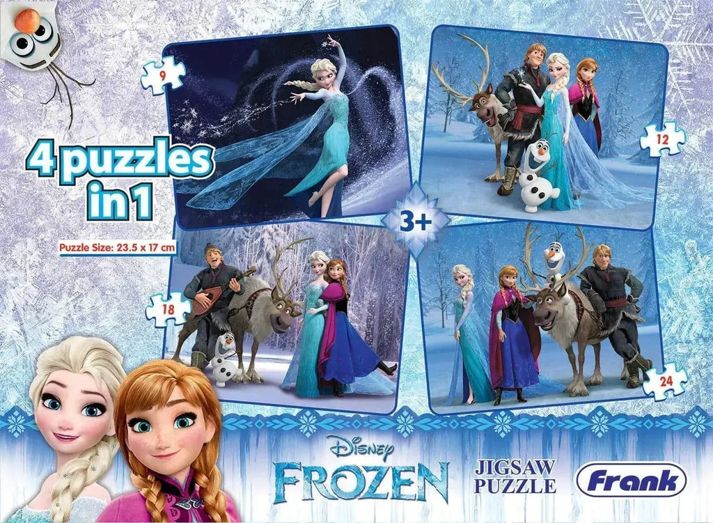 Frank Disney Frozen Jigsaw Puzzle Set of 4 – Educational & Fun Brain Booster Game for Kids 3+ Years | Focus, Memory & Cognitive Skill Enhancer - Naivri