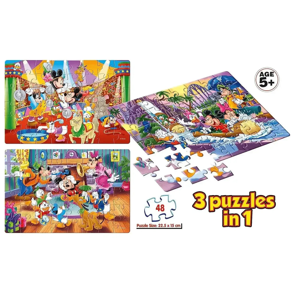 Frank Disney Mickey Mouse & Friends 48 Pieces (3-in-1) Jigsaw Puzzle for Kids Above 5 Years – Brain Booster Educational Puzzle Game - Naivri