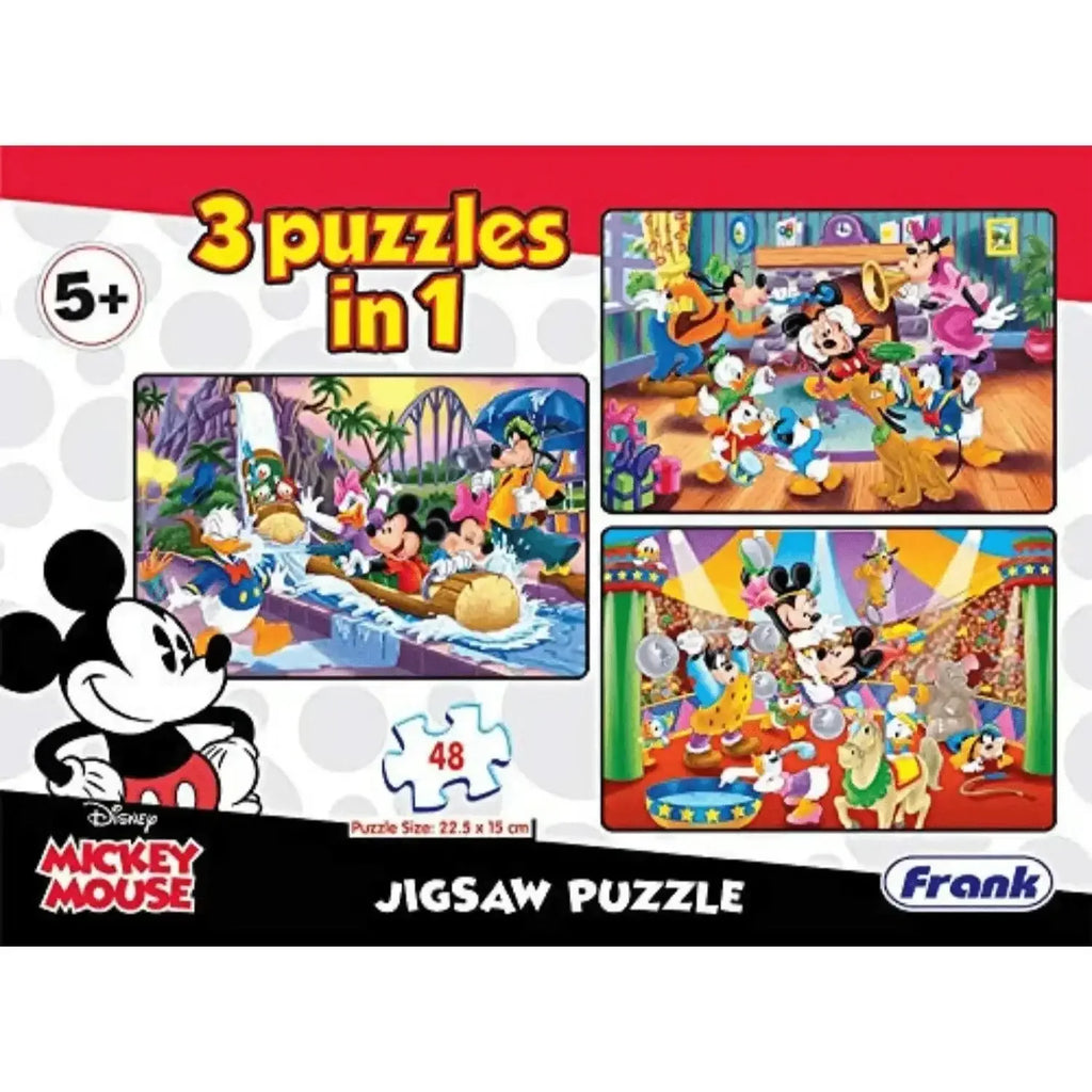 Frank Disney Mickey Mouse & Friends 48 Pieces (3-in-1) Jigsaw Puzzle for Kids Above 5 Years – Brain Booster Educational Puzzle Game - Naivri
