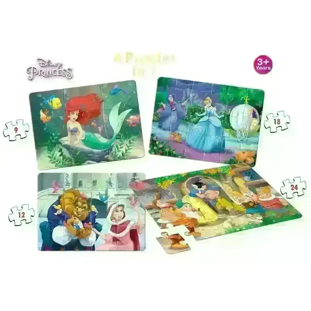 Frank Disney Princess 4-in-1 Jigsaw Puzzle (63 pcs) for Kids Age 3+ | Brain Development, Focus & Memory Booster Game - Naivri