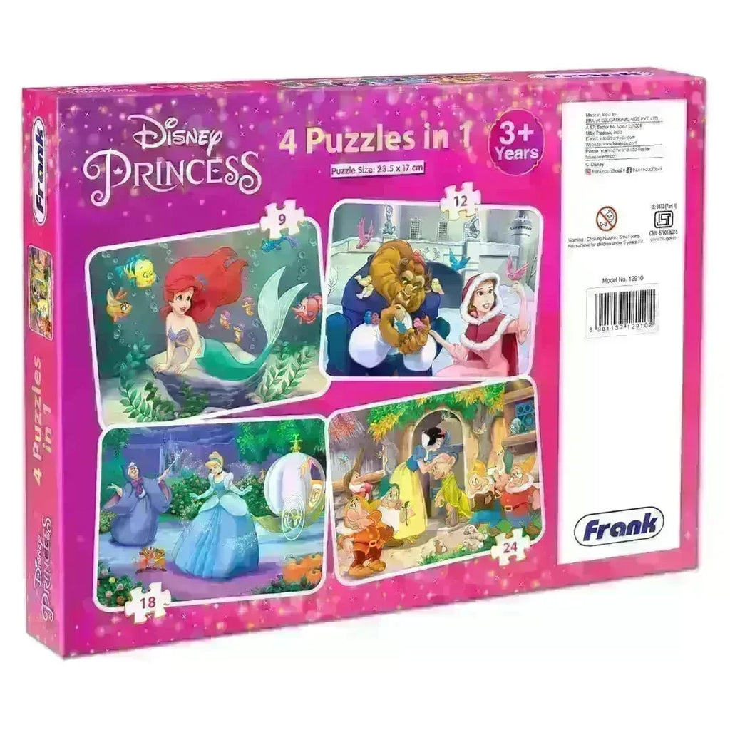 Frank Disney Princess 4-in-1 Jigsaw Puzzle (63 pcs) for Kids Age 3+ | Brain Development, Focus & Memory Booster Game - Naivri