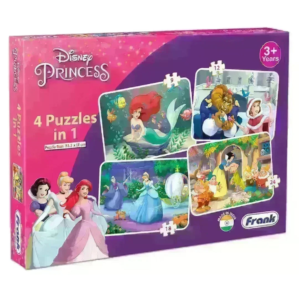 Frank Disney Princess 4-in-1 Jigsaw Puzzle (63 pcs) for Kids Age 3+ | Brain Development, Focus & Memory Booster Game - Naivri
