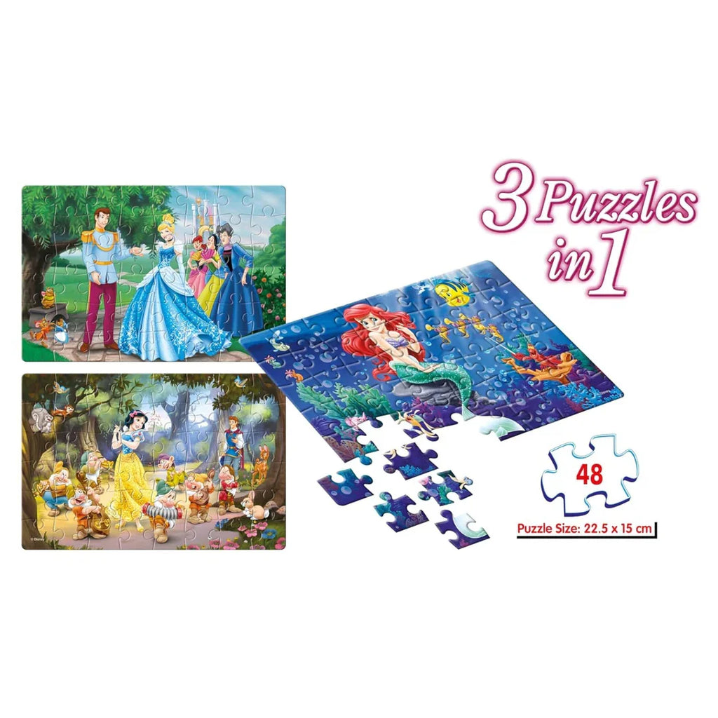 Frank Disney Princess (48 Pieces) 3 in 1 Jigsaw Puzzle for Kids Above 5+ Years - Naivri