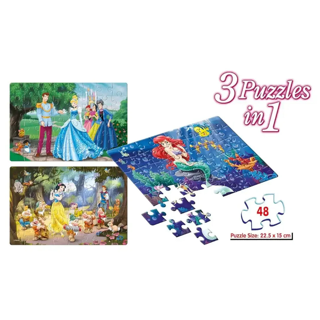 Frank Disney Princess (48 Pieces) 3 in 1 Jigsaw Puzzle for Kids Above 5+ Years - Naivri