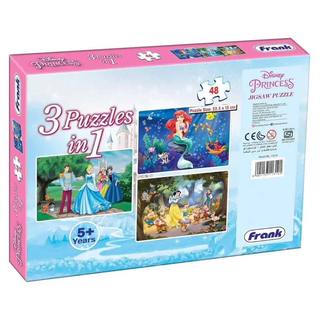 Frank Disney Princess (48 Pieces) 3 in 1 Jigsaw Puzzle for Kids Above 5+ Years - Naivri