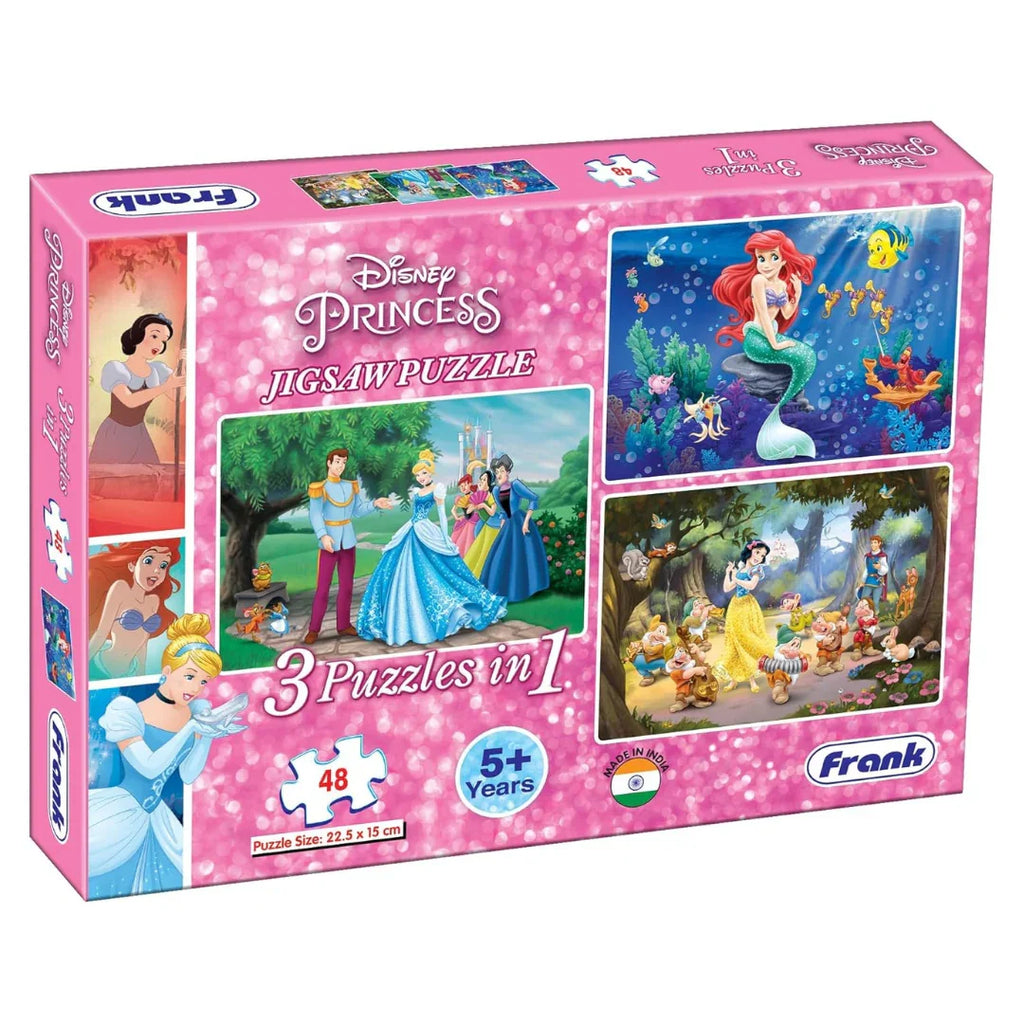 Frank Disney Princess (48 Pieces) 3 in 1 Jigsaw Puzzle for Kids Above 5+ Years - Naivri