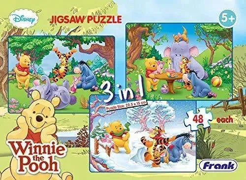 Frank Disney Winnie The Pooh 3 in 1 Jigsaw Puzzle – Brain Booster & Educational Toy for Kids 5+ | Enhance Focus, Memory & Coordination - Naivri