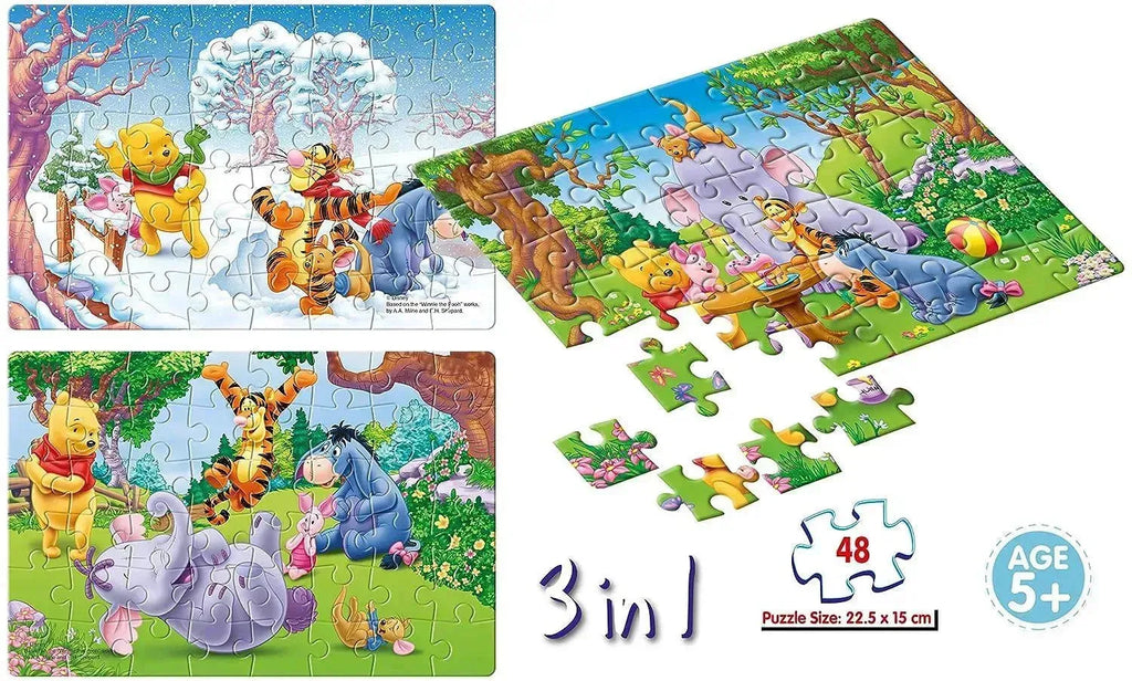 Frank Disney Winnie The Pooh 3 in 1 Jigsaw Puzzle – Brain Booster & Educational Toy for Kids 5+ | Enhance Focus, Memory & Coordination - Naivri