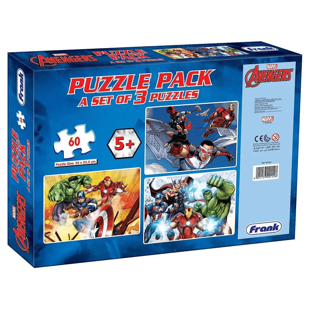 Frank Marvel Avengers Puzzle 60 Pieces 3-in-1 Jigsaw Puzzle Pack for Kids Age 5+ | Educational Brain Booster Puzzle Game - Naivri