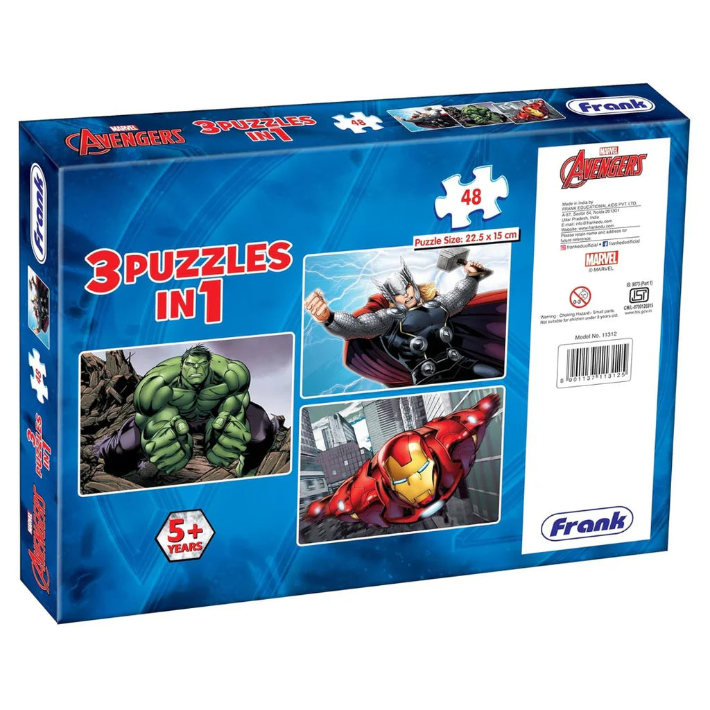 Frank Marvel Avengers Puzzles – 48 Pieces 3 in 1 Jigsaw Puzzles for Kids for Age 5+ - Naivri