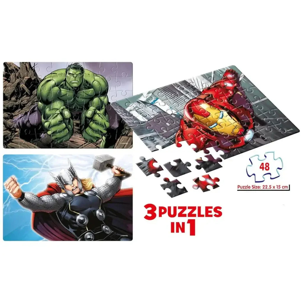 Frank Marvel Avengers Puzzles – 48 Pieces 3 in 1 Jigsaw Puzzles for Kids for Age 5+ - Naivri