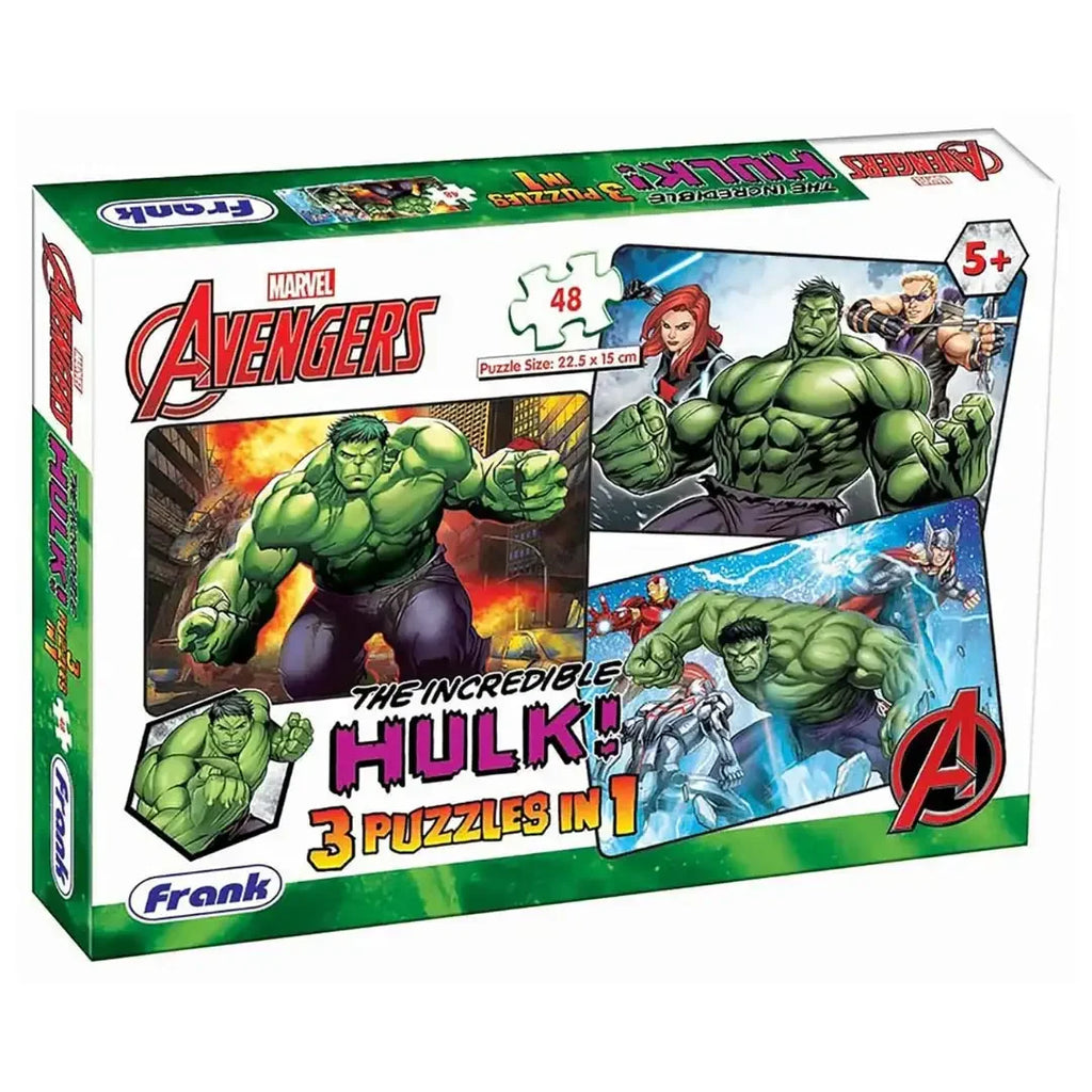 Frank Marvel Avengers Puzzles - The Incredible Hulk! - 48 Pieces 3 in 1 Jigsaw Puzzles - Naivri