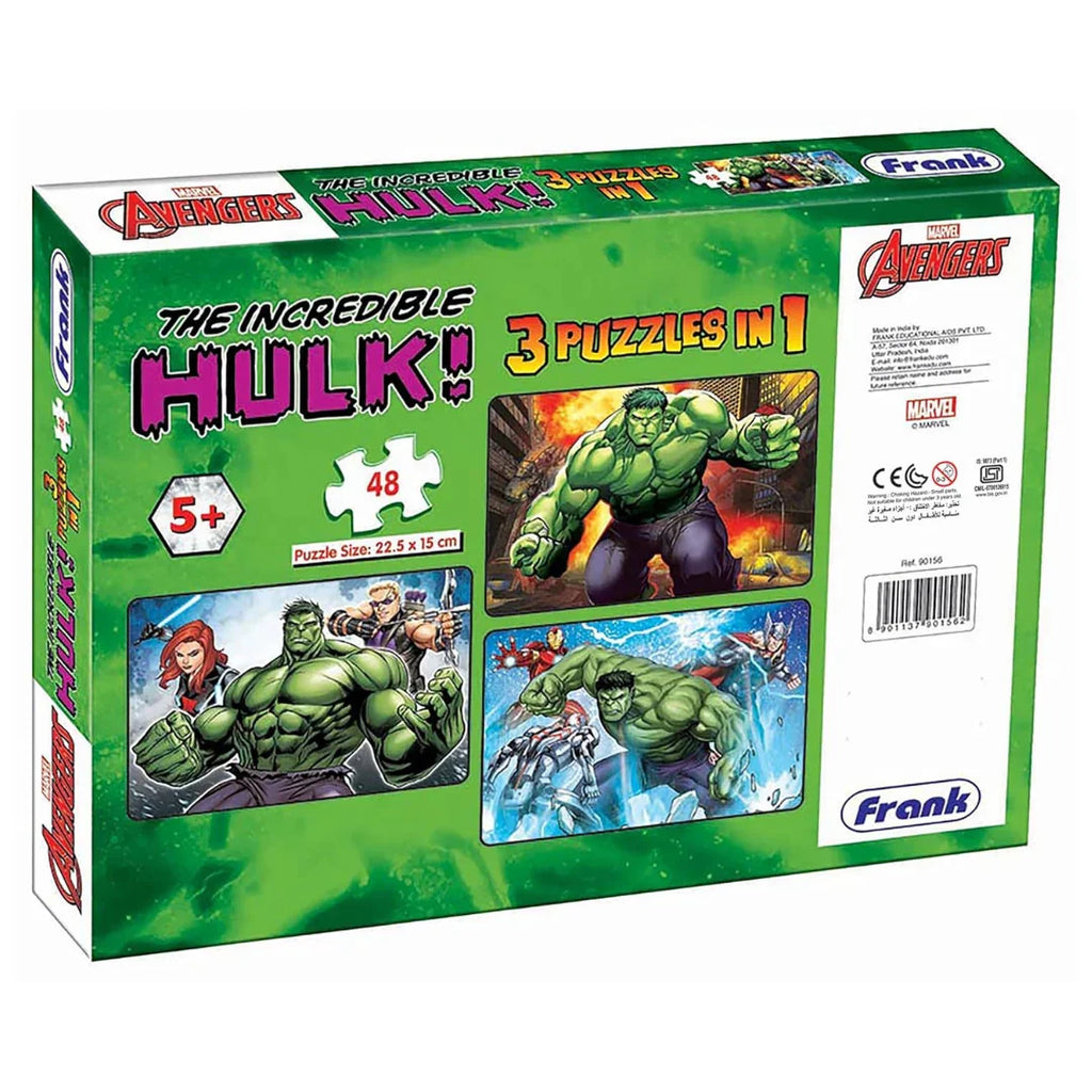 Frank Marvel Avengers Puzzles - The Incredible Hulk! - 48 Pieces 3 in 1 Jigsaw Puzzles - Naivri