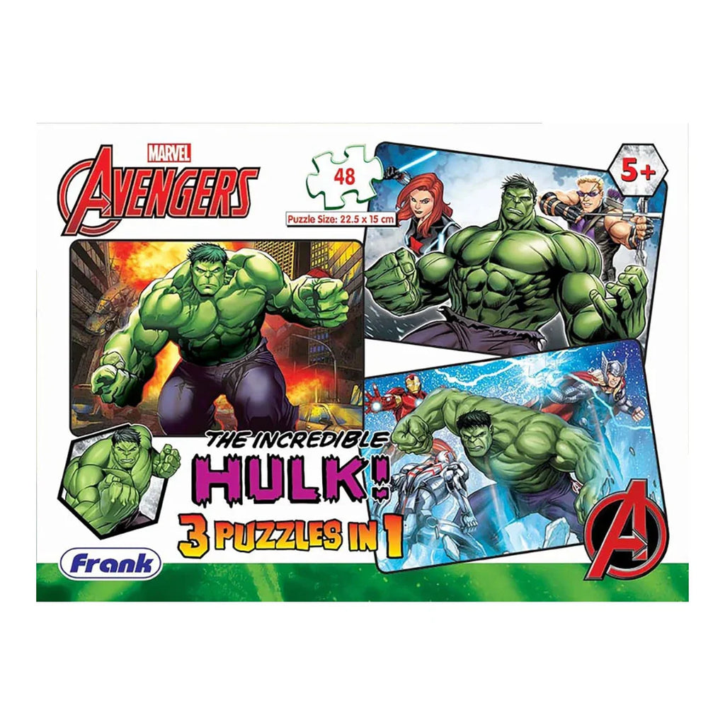 Frank Marvel Avengers Puzzles - The Incredible Hulk! - 48 Pieces 3 in 1 Jigsaw Puzzles - Naivri