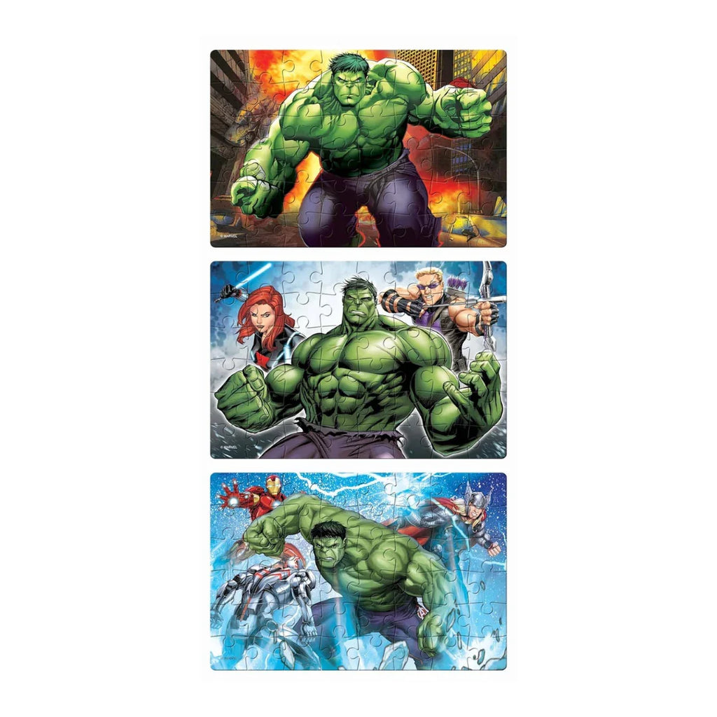 Frank Marvel Avengers Puzzles - The Incredible Hulk! - 48 Pieces 3 in 1 Jigsaw Puzzles - Naivri