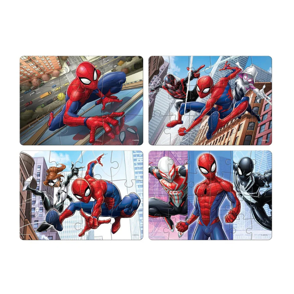 Frank Marvel Spider-Man 4-in-1 Jigsaw Puzzle Set – Brain Boosting Fun for Kids 3+ - Naivri
