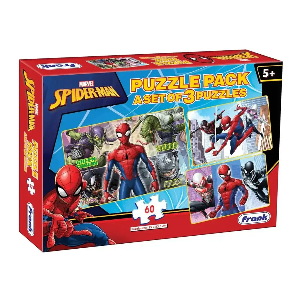 Frank Marvel Spider-Man Jigsaw Puzzle Set – 3-in-1 Brain Booster for Kids 5+ - Naivri