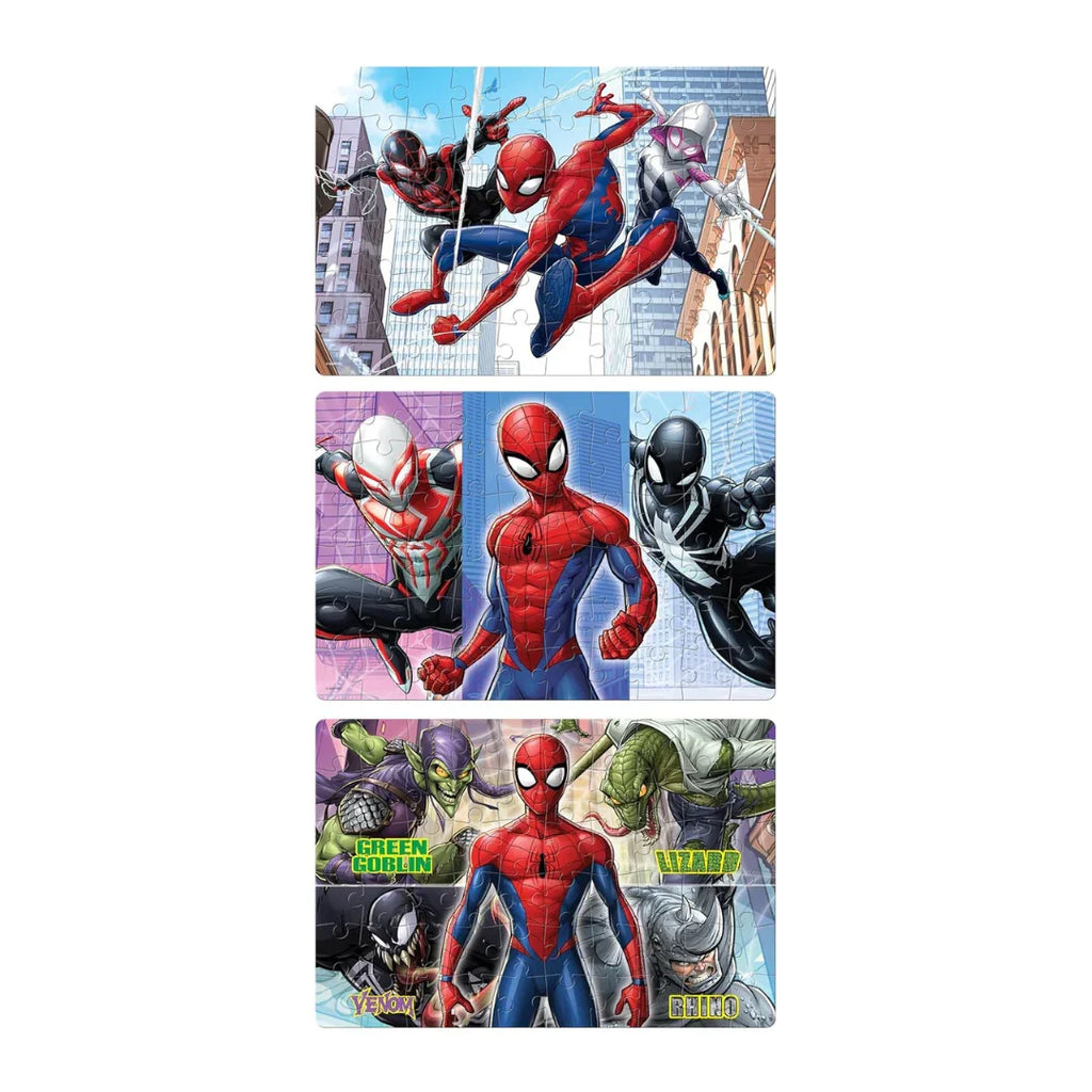 Frank Marvel Spider-Man Jigsaw Puzzle Set – 3-in-1 Brain Booster for Kids 5+ - Naivri
