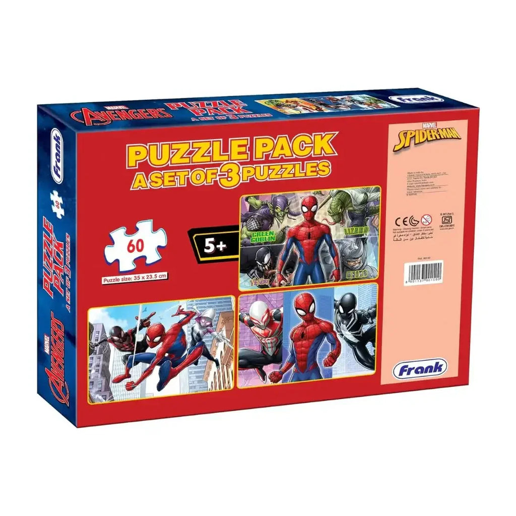 Frank Marvel Spider-Man Jigsaw Puzzle Set – 3-in-1 Brain Booster for Kids 5+ - Naivri