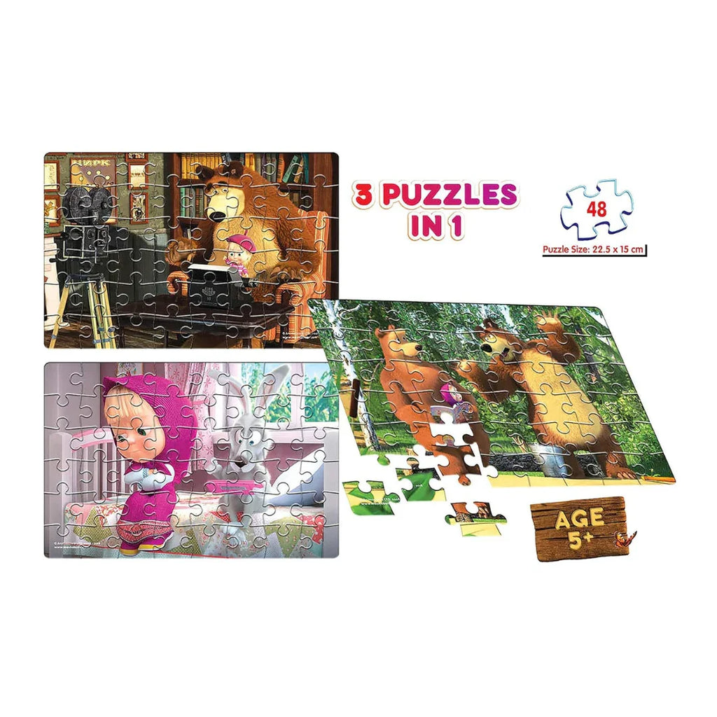 Frank Masha & The Bear Adventure Puzzle – 48 Pieces 3-in-1 for Kids 5+ Years - Naivri