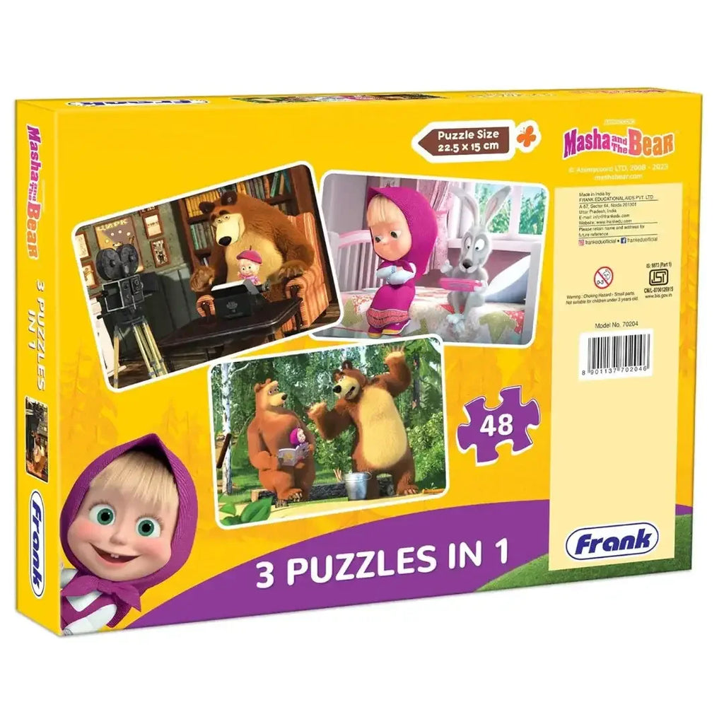 Frank Masha & The Bear Adventure Puzzle – 48 Pieces 3-in-1 for Kids 5+ Years - Naivri