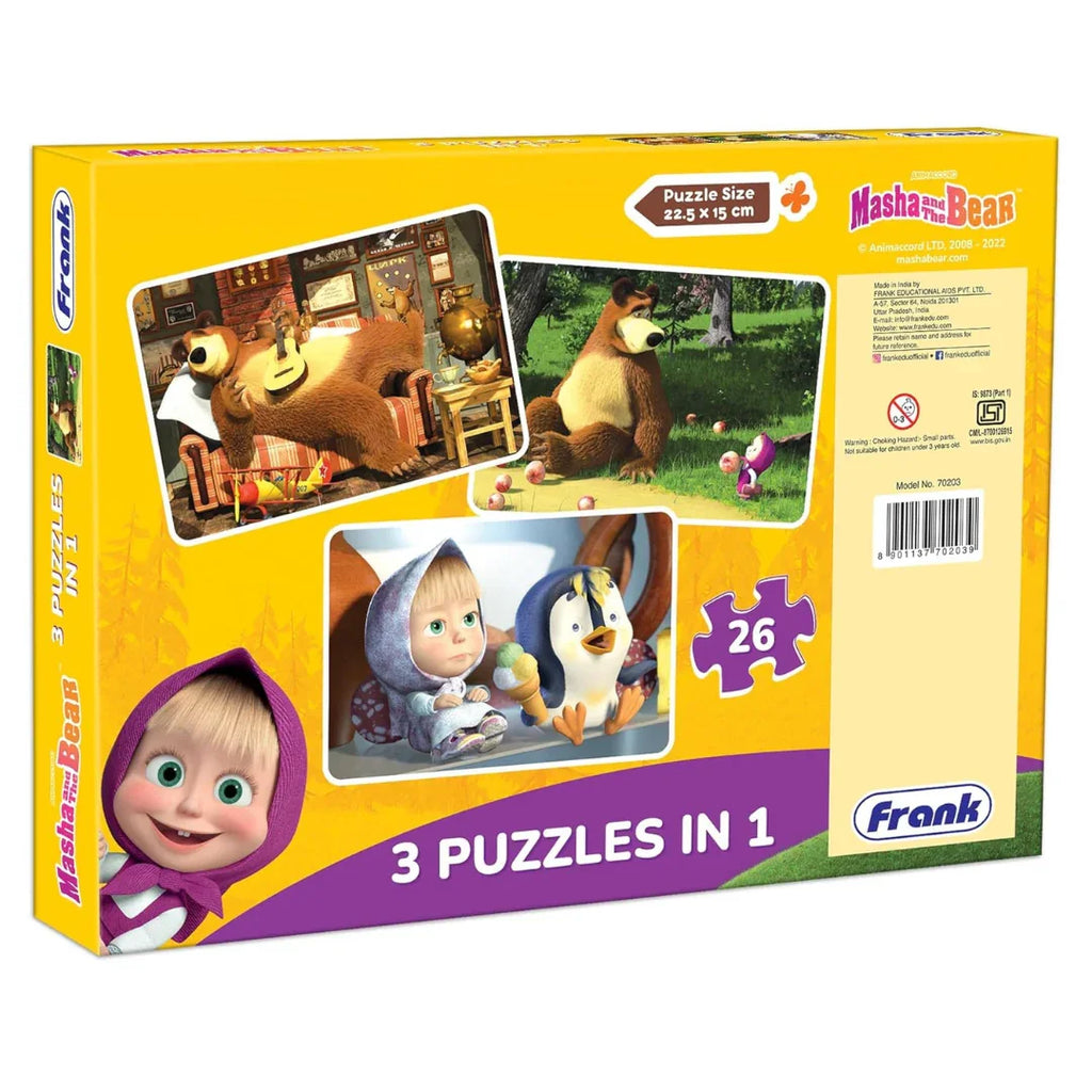 Frank Masha & The Bear Adventure Puzzle Set – 3-in-1 for Kids 4+ Years - Naivri