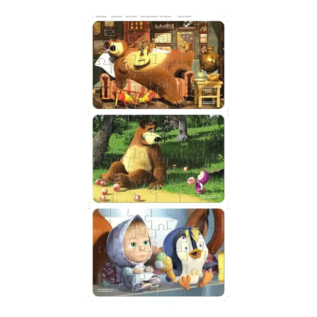 Frank Masha & The Bear Adventure Puzzle Set – 3-in-1 for Kids 4+ Years - Naivri