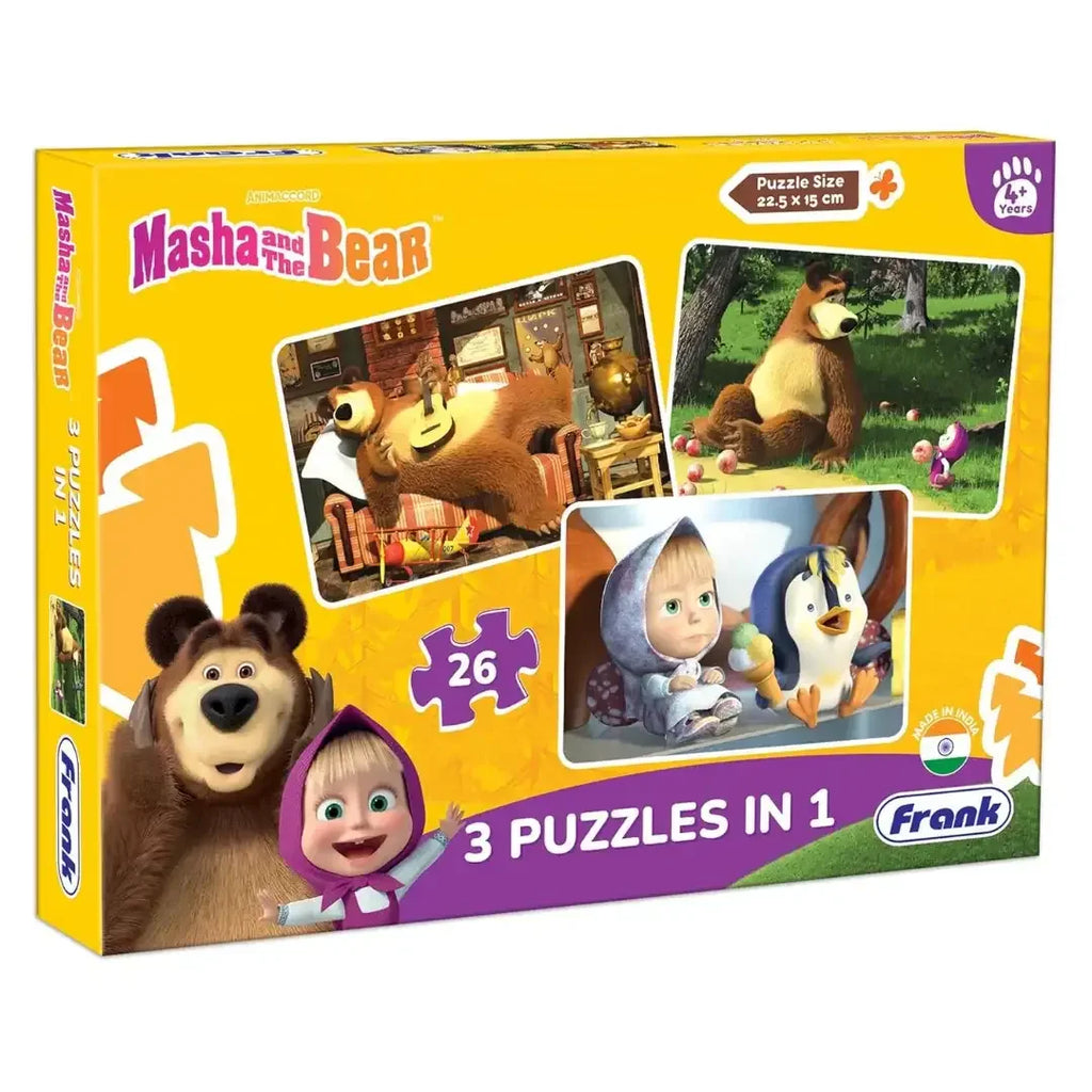 Frank Masha & The Bear Adventure Puzzle Set – 3-in-1 for Kids 4+ Years - Naivri