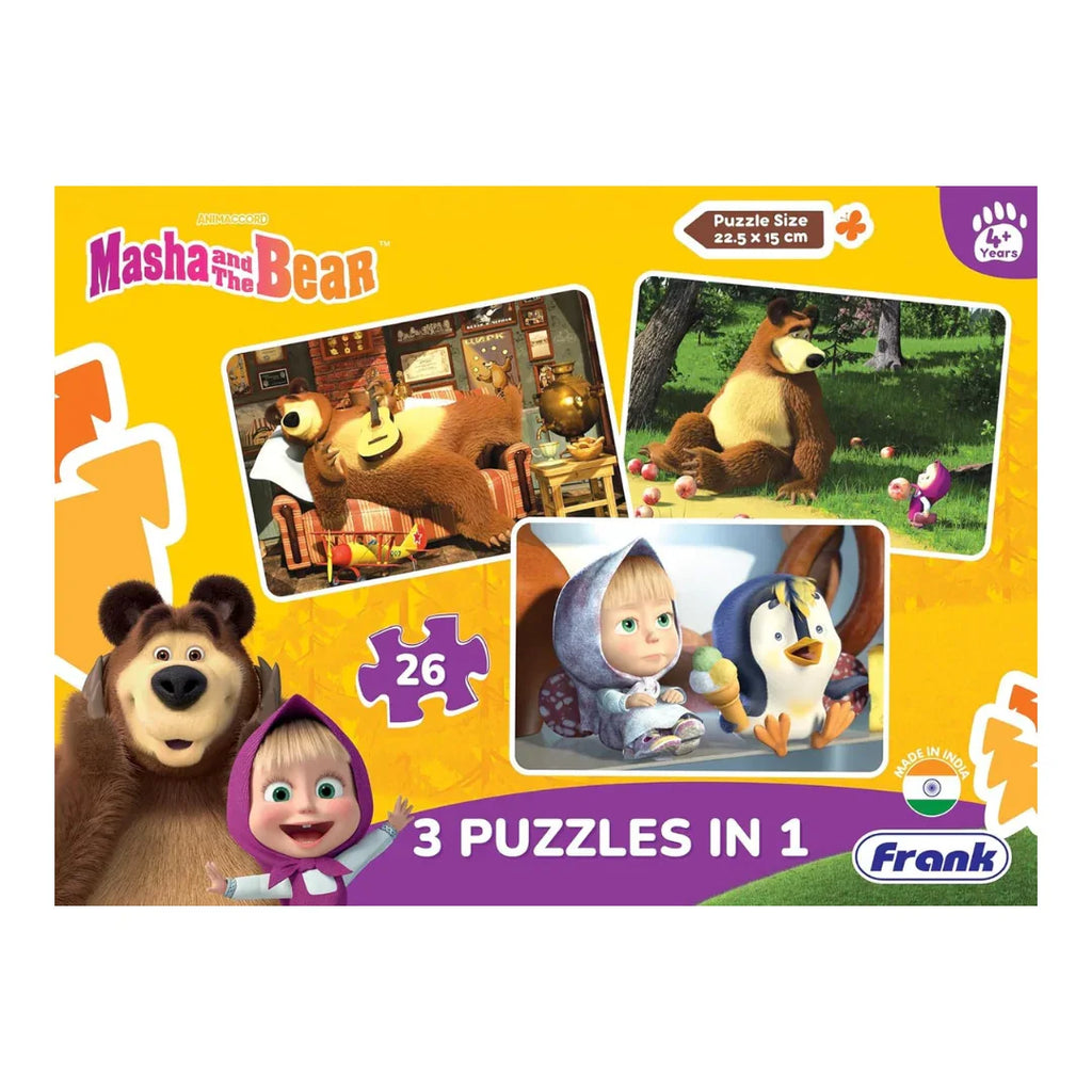 Frank Masha & The Bear Adventure Puzzle Set – 3-in-1 for Kids 4+ Years - Naivri