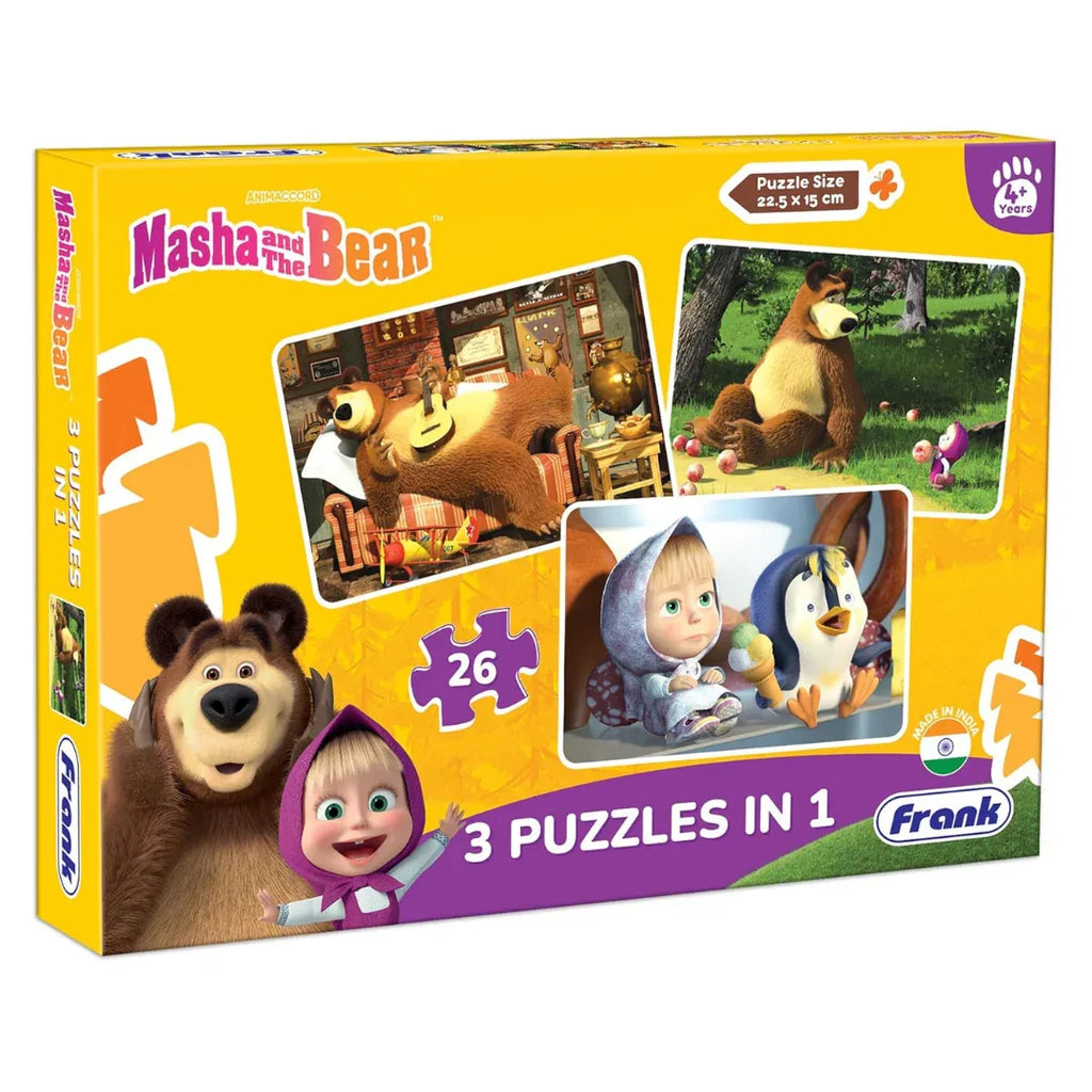 Frank Masha & The Bear Adventure Puzzle Set – 3-in-1 for Kids 4+ Years - Naivri