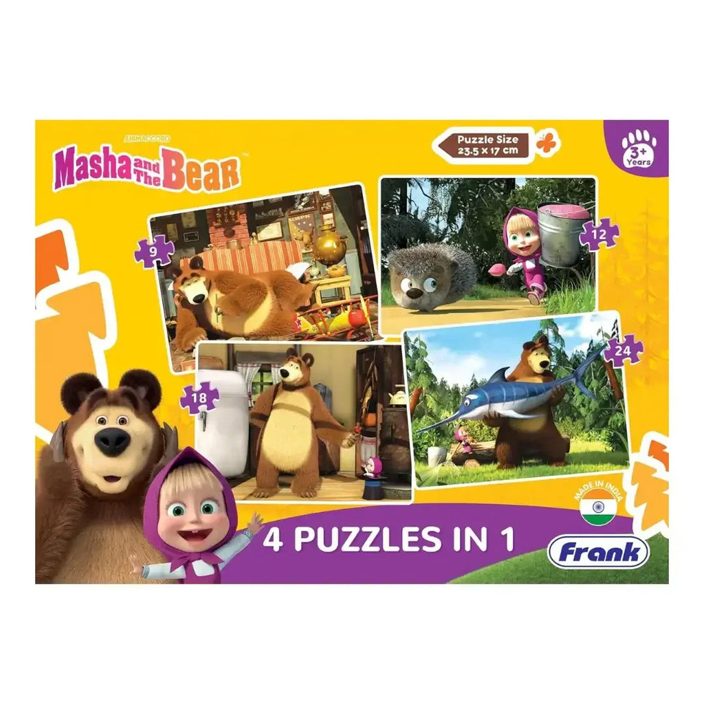 Frank Masha and The Bear – Set of 4 Jigsaw Puzzles for Kids 3+ - Naivri