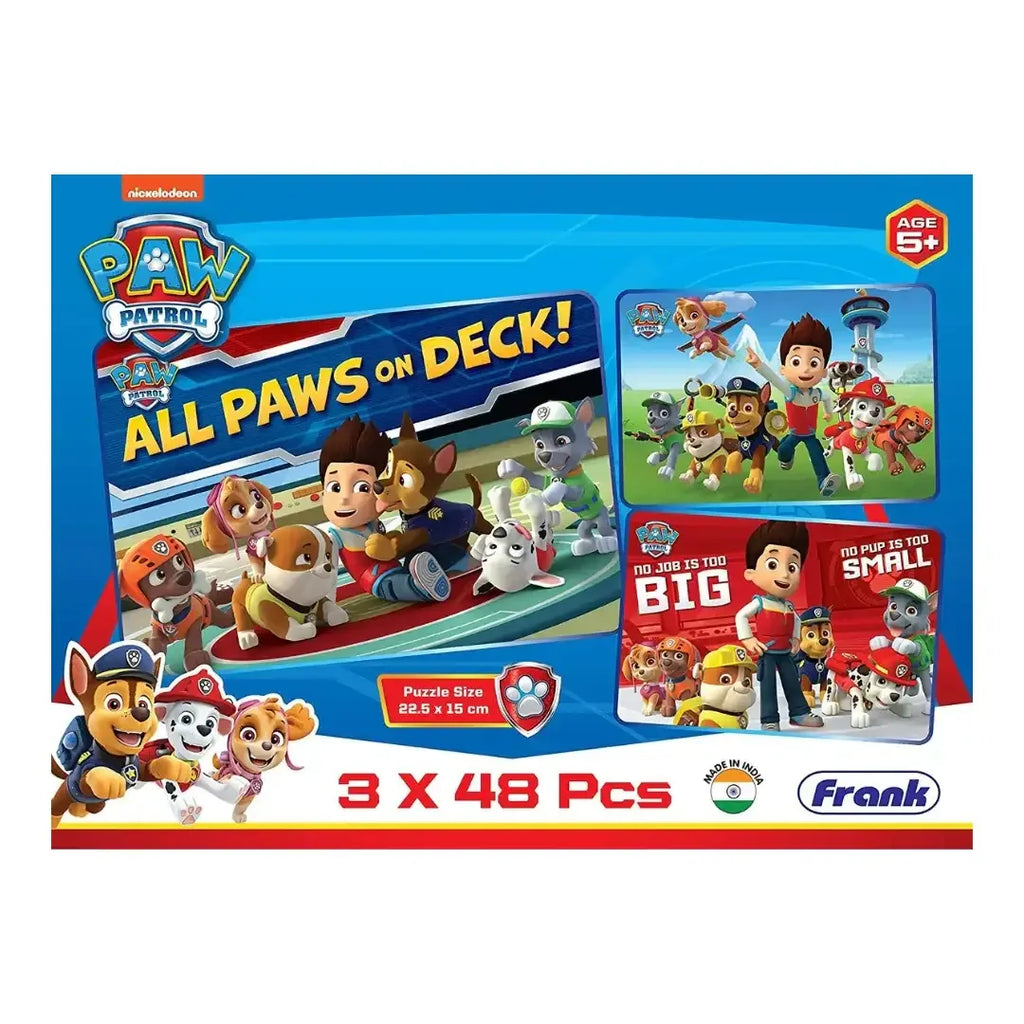 Frank Paw Patrol – 3 x 48 Piece Jigsaw Puzzles for Kids 5+ - Naivri