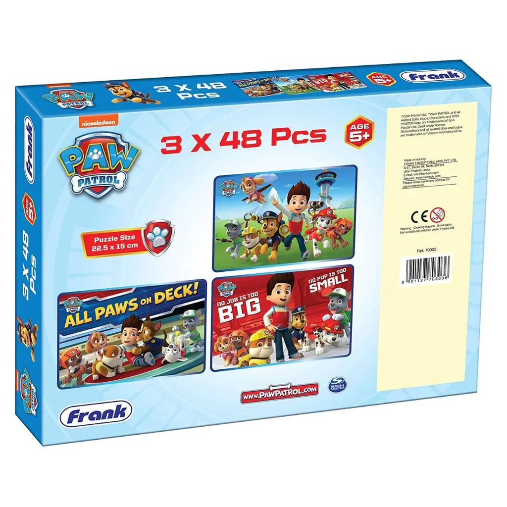 Frank Paw Patrol – 3 x 48 Piece Jigsaw Puzzles for Kids 5+ - Naivri