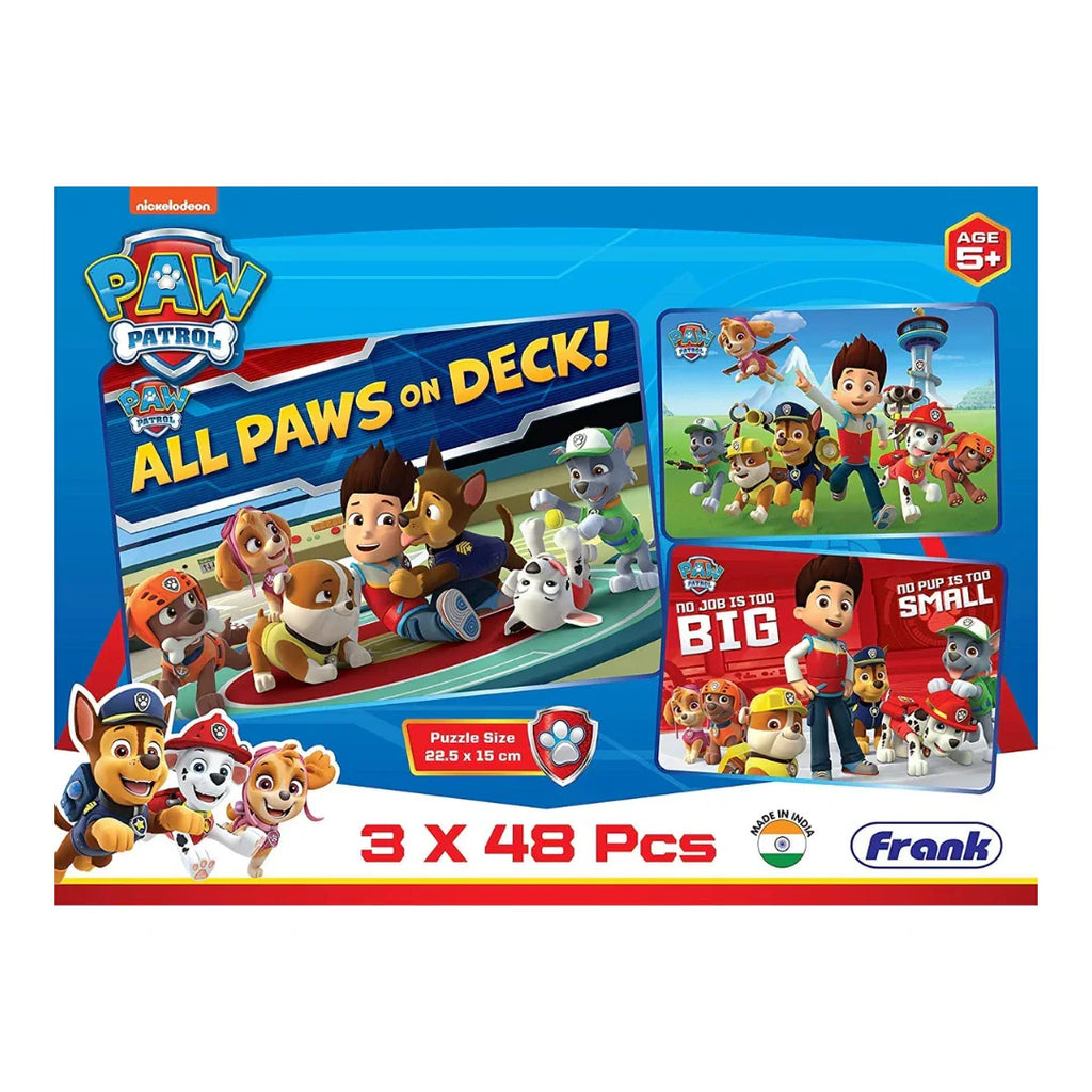 Frank Paw Patrol – 3 x 48 Piece Jigsaw Puzzles for Kids 5+ - Naivri