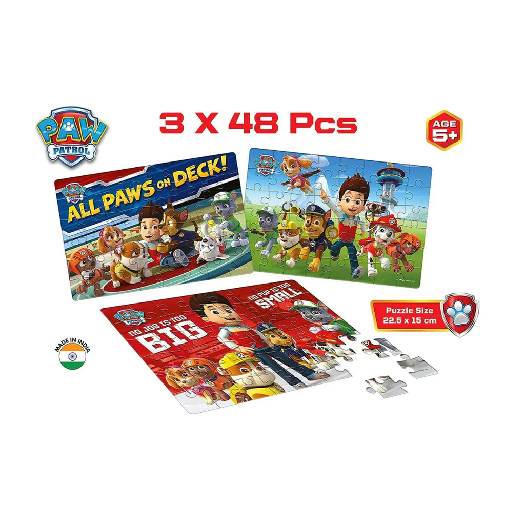 Frank Paw Patrol – 3 x 48 Piece Jigsaw Puzzles for Kids 5+ - Naivri