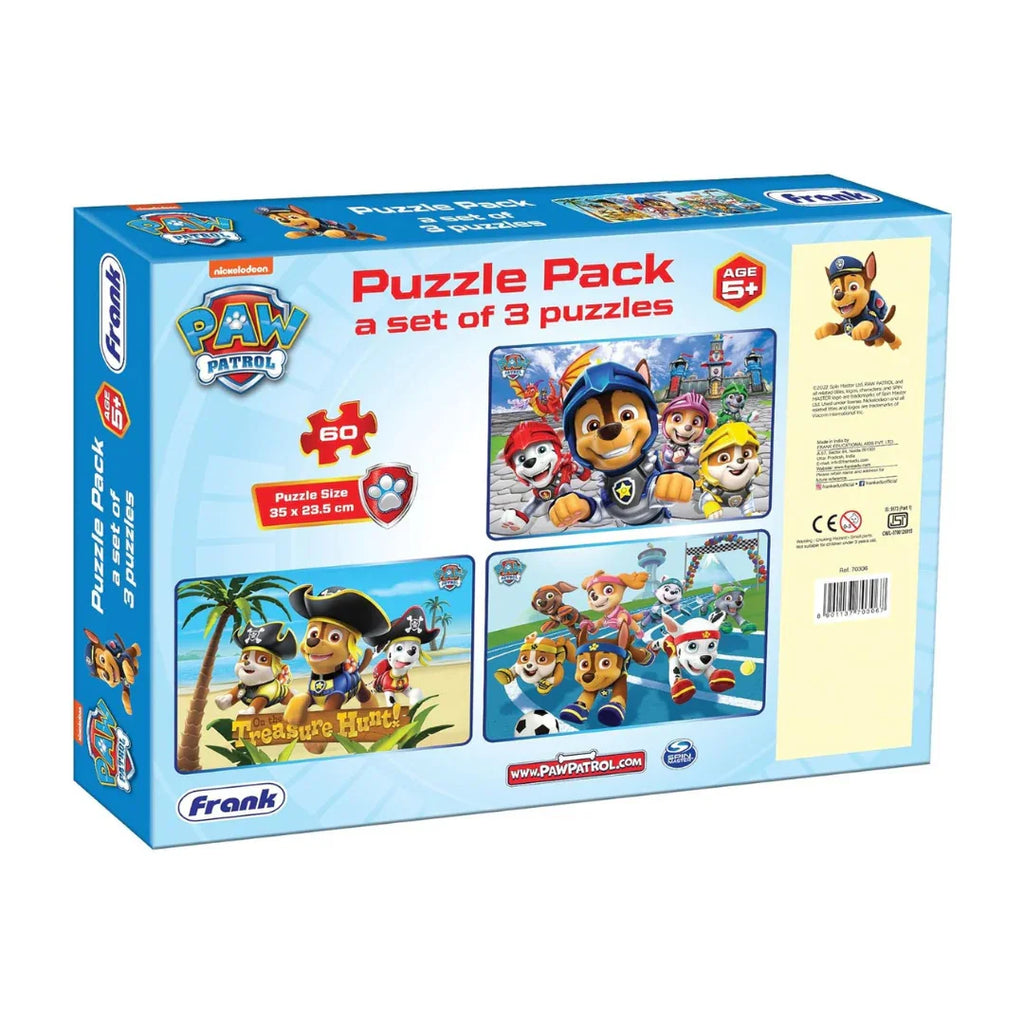 Frank Paw Patrol Adventure Jigsaw Puzzle Set – 3-in-1 Brain Booster for Kids 5+ - Naivri