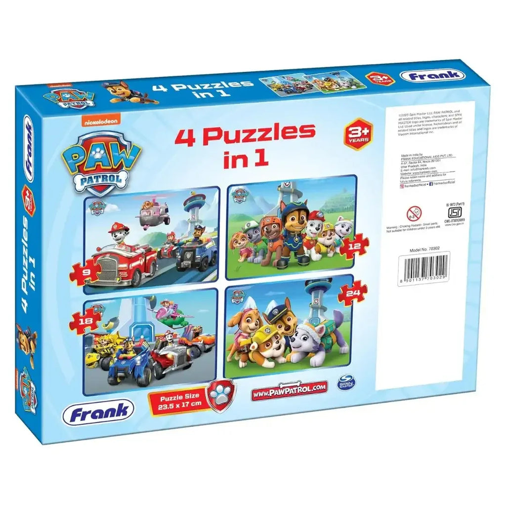 Frank Paw Patrol – Set of 4 Jigsaw Puzzles for Kids 3+ - Naivri