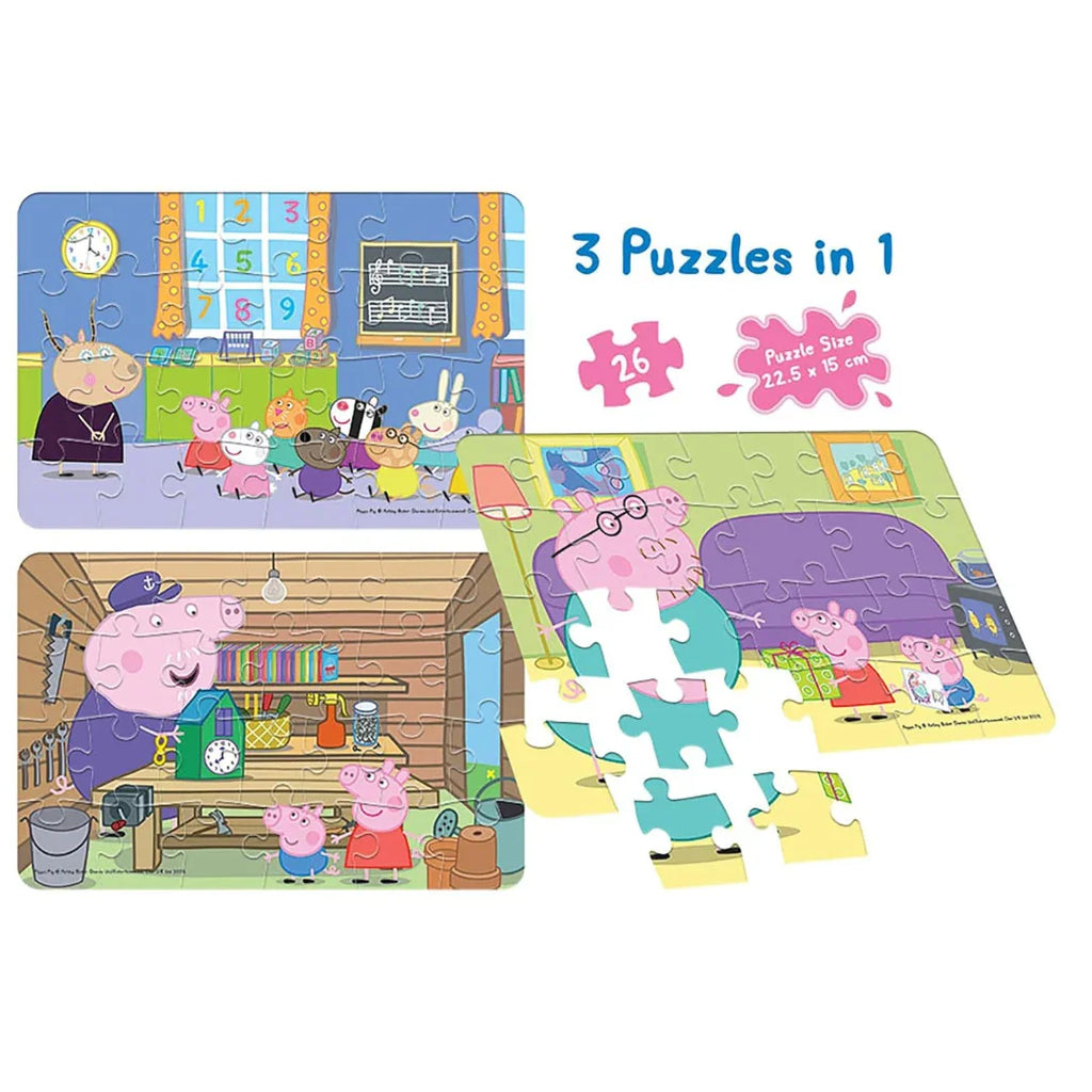 Frank Peppa Pig (26 Pieces) 3 in 1 Jigsaw Puzzle - Naivri