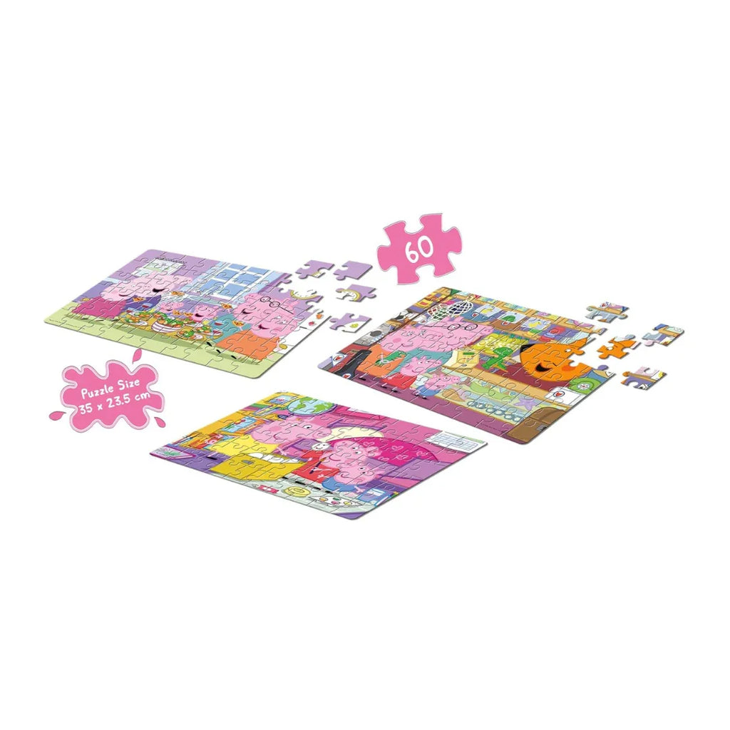Frank Peppa Pig (60 Pieces) 3 in 1 Jigsaw Puzzle for Kids Above 5+ Years - Naivri