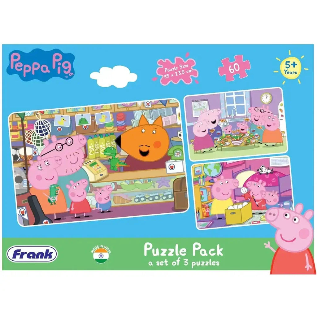 Frank Peppa Pig (60 Pieces) 3 in 1 Jigsaw Puzzle for Kids Above 5+ Years - Naivri
