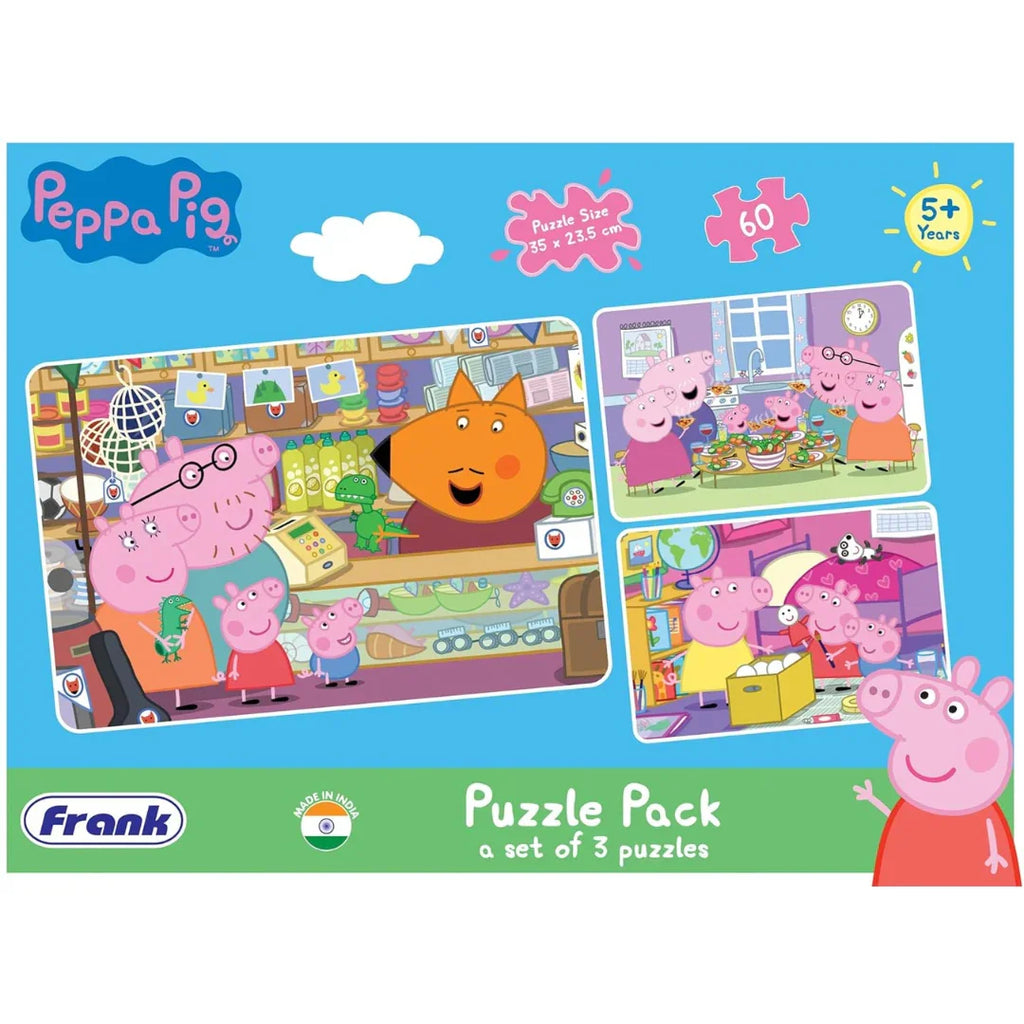 Frank Peppa Pig (60 Pieces) 3 in 1 Jigsaw Puzzle for Kids Above 5+ Years - Naivri