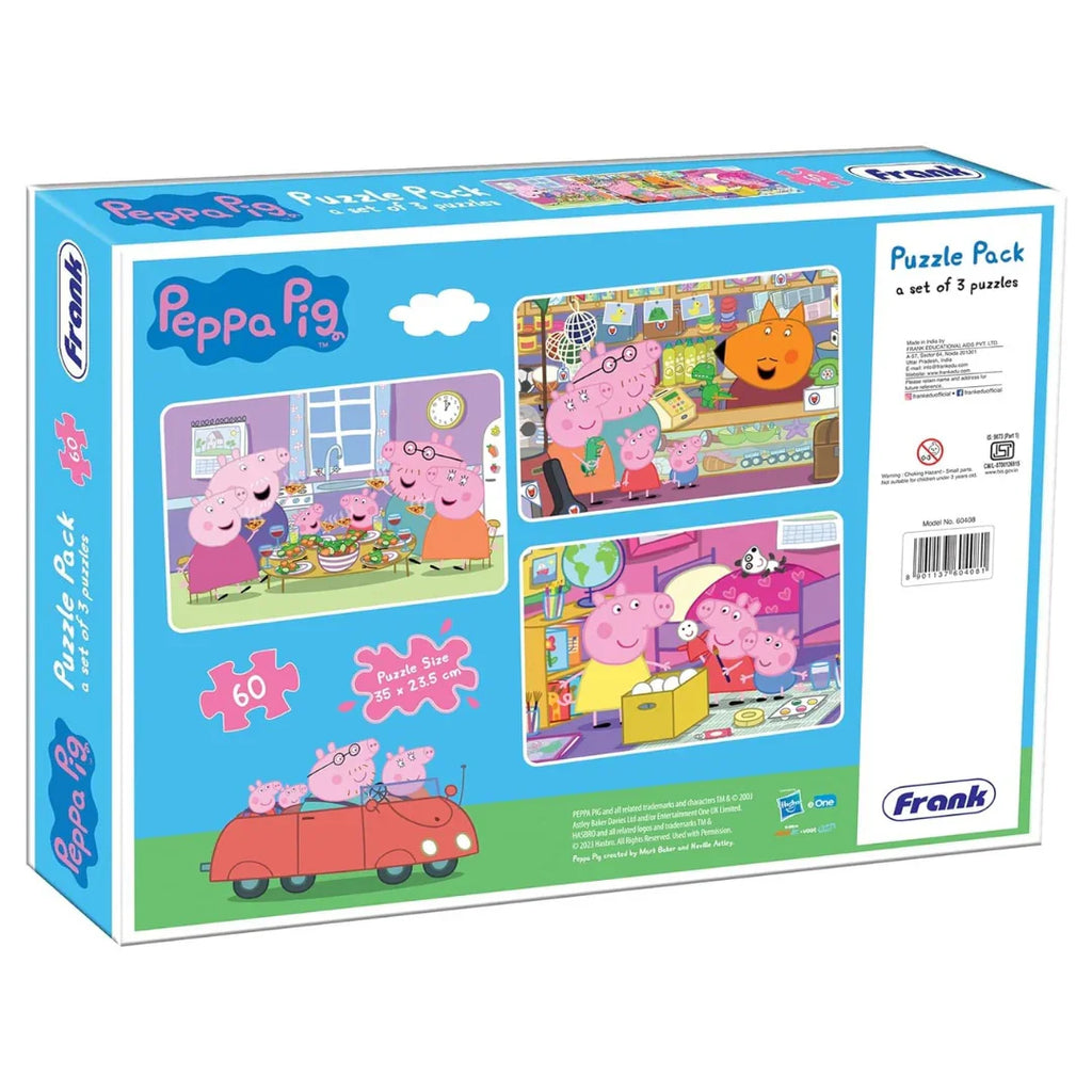 Frank Peppa Pig (60 Pieces) 3 in 1 Jigsaw Puzzle for Kids Above 5+ Years - Naivri