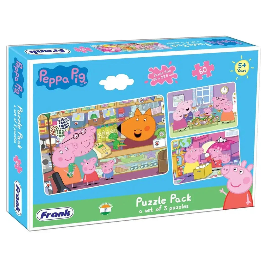 Frank Peppa Pig (60 Pieces) 3 in 1 Jigsaw Puzzle for Kids Above 5+ Years - Naivri