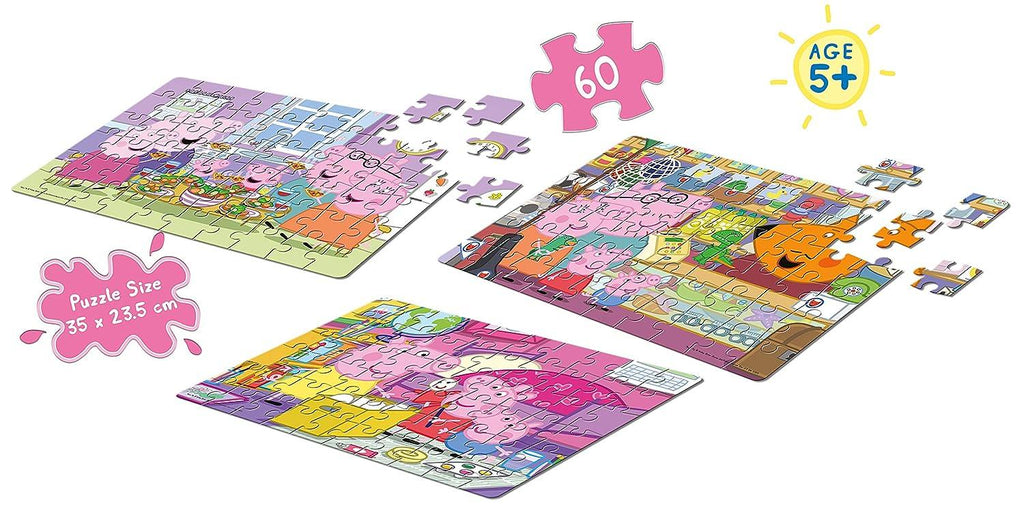 Frank Peppa Pig Jigsaw Puzzle 60pcsX3 60408 - Naivri