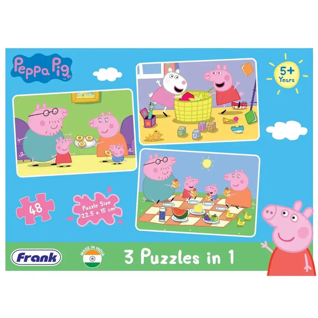 Frank Peppa Pig Puzzles - 48 Pieces 3 in 1 Jigsaw Puzzles for Kids - Naivri